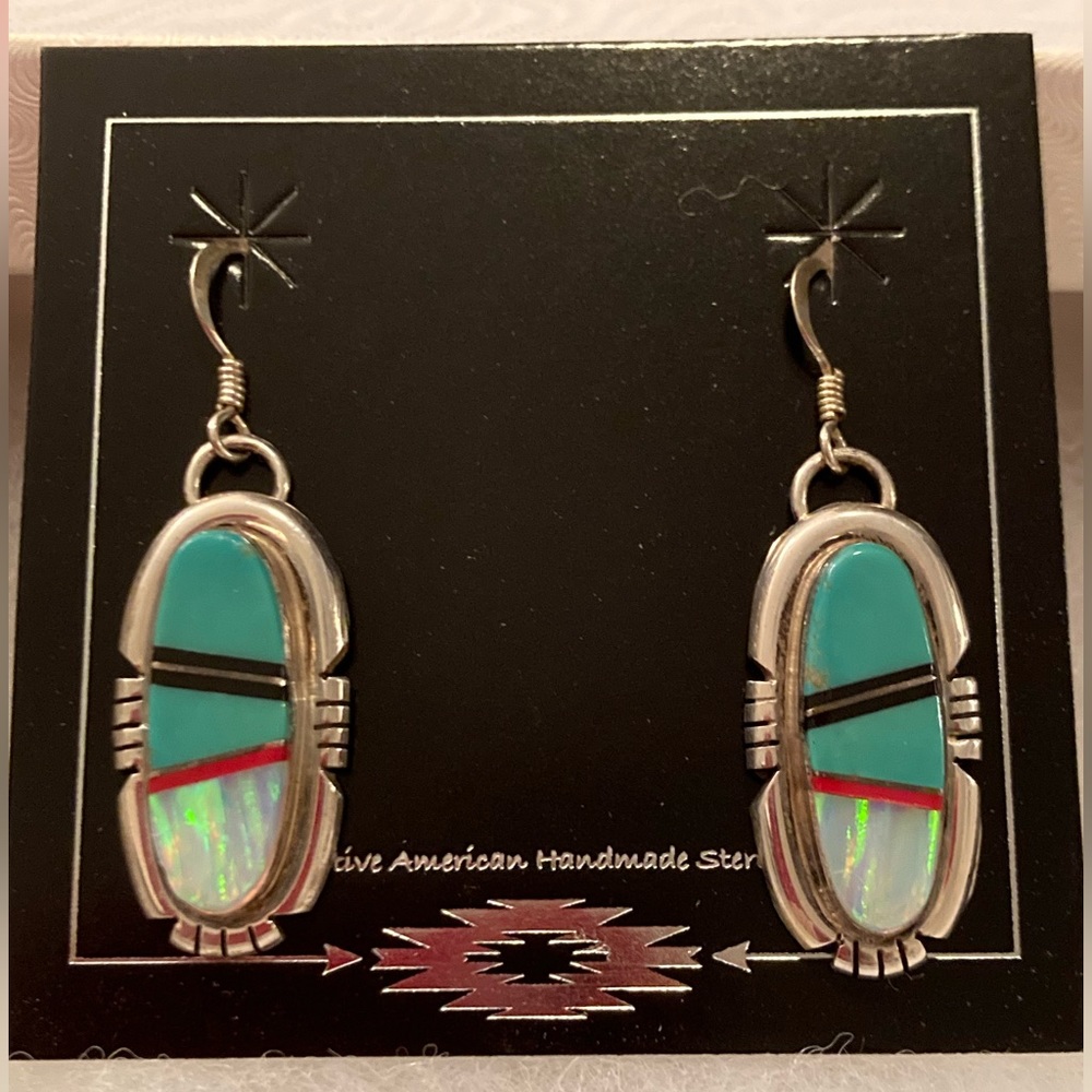 Zuni Native American Inlay Earrings